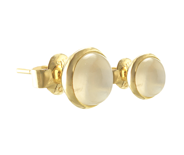 18KT YELLOW GOLD EARRING PAIR SET WITH 02 MOONSTONES
